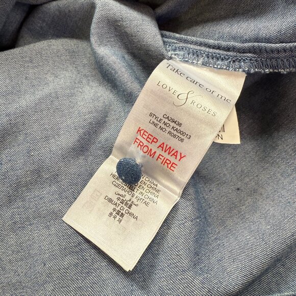 Love & Roses Pin Dot Indigo Blue Ruffled Blouse 10 - Picture 6 of 6